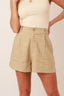 short 100% linho essência da manhã khaki