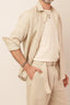 calça 100% linho com cinto zeus natural