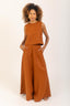 calça 100% linho pantalona agafay terracota