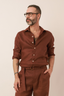 camisa 100% linho manga longa zeus marrom