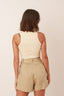 short 100% linho essência da manhã khaki
