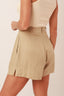 short 100% linho essência da manhã khaki