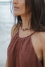 vestido 100% linho jardim secreto marrom