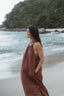 vestido 100% linho jardim secreto marrom