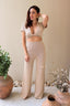 calça tricot pantalona abundância areia