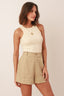 short 100% linho essência da manhã khaki