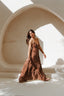 vestido longo guardião estampado