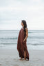 vestido 100% linho jardim secreto marrom