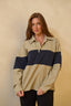 blusa polo bicolor neblina areia
