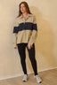 blusa polo bicolor neblina areia