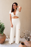 calça tricot pantalona abundância off white