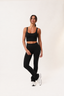 calça flare bicolor longévité preto