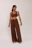 calça pantalona flow marrom
