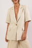 blazer 100% linho manga curta respiro de luz areia